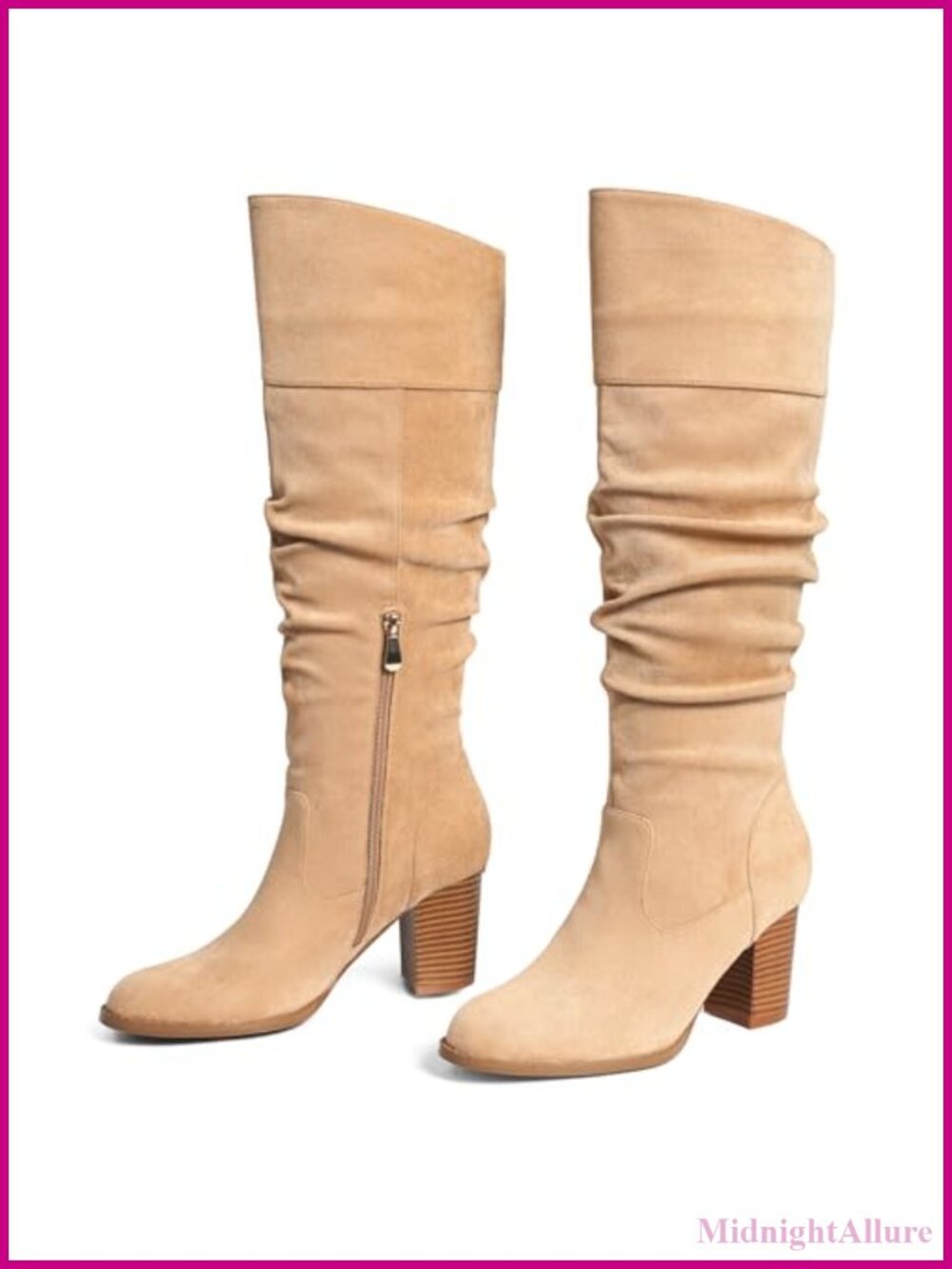 Suede Knee High Boots Women Tall Winter Slouch Pull On